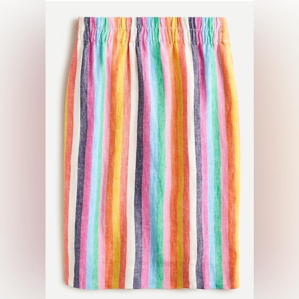 JCrew Multicolor Striped Women's Linen Skirt, size L